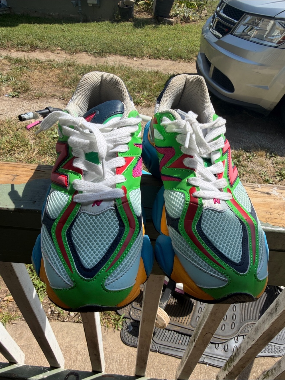 New Balance  Green Pink Blue Athletic Sneakers